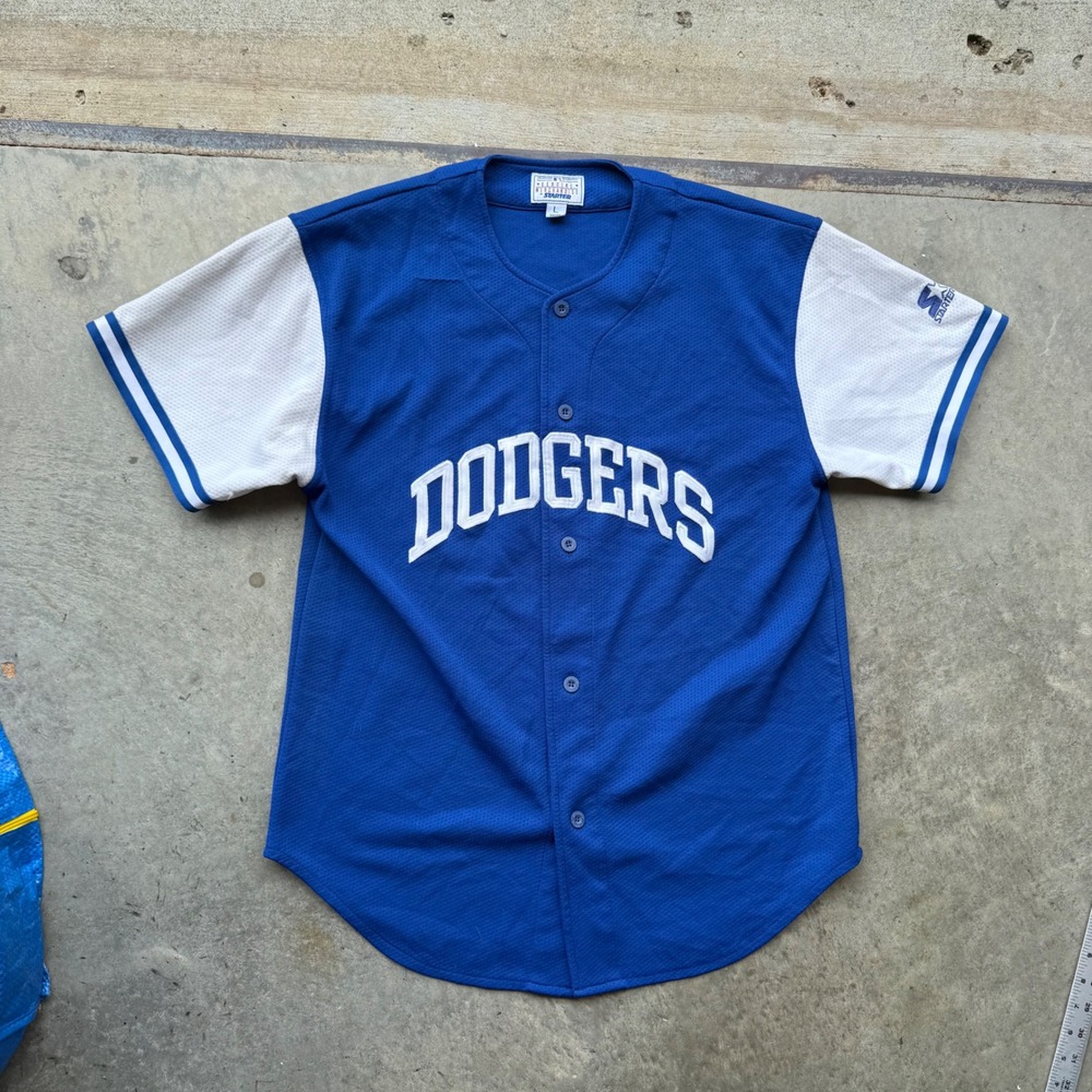 Vintage Starter LA Dodgers Baseball Jersey Blue White Mesh Mens Large MLB